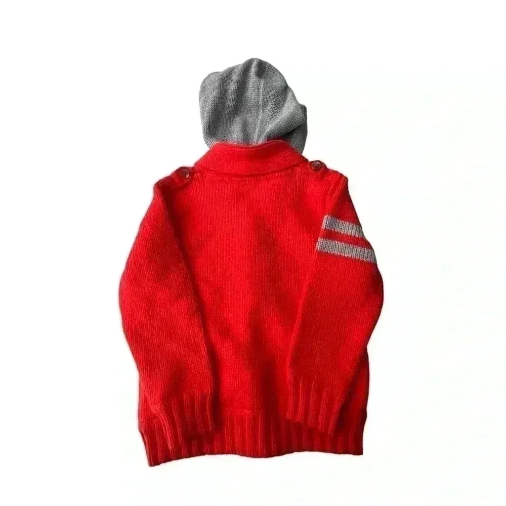 GAP BOYS CARDIGAN LETTERMAN STYLE HOODED SWEATER•SIZE 4T•NWT•ORANGE AND GREY•
